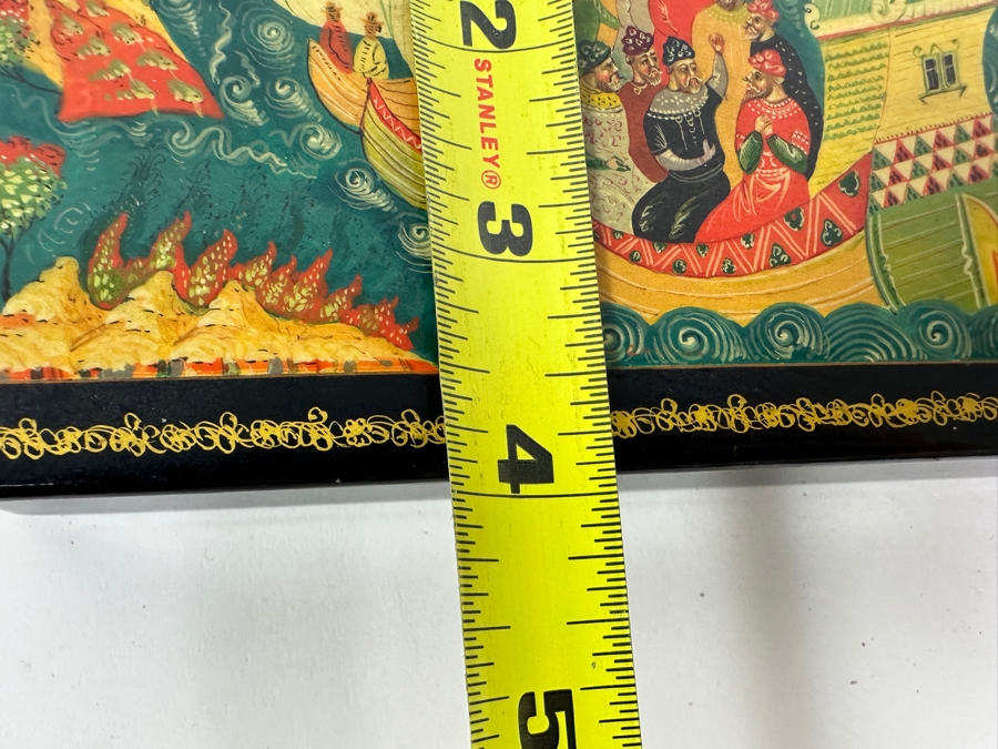 Hand Painted Russian Wooden Lacquer Box 8W X 4D X 1.5H And Hand Painted Russian Wooden Eggs And Dish [Photo 12]