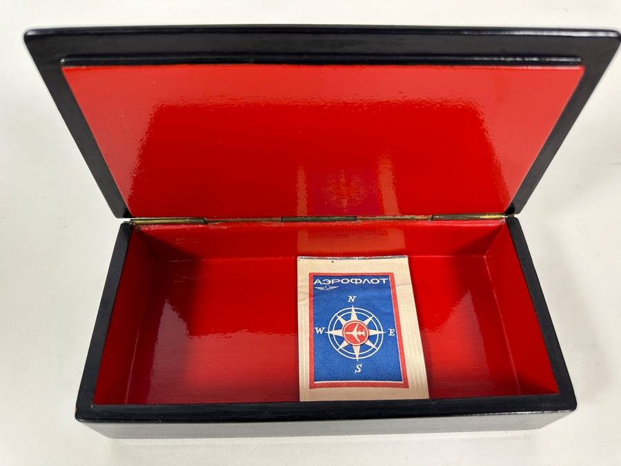 Hand Painted Russian Wooden Lacquer Box 8W X 4D X 1.5H And Hand Painted Russian Wooden Eggs And Dish [Photo 8]