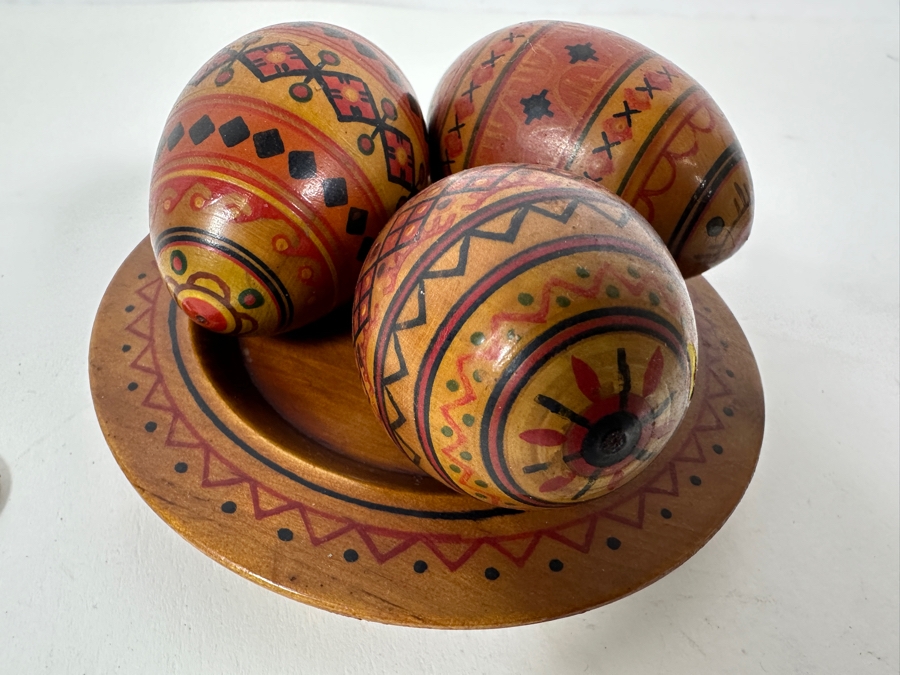 Hand Painted Russian Wooden Lacquer Box 8W X 4D X 1.5H And Hand Painted Russian Wooden Eggs And Dish [Photo 10]
