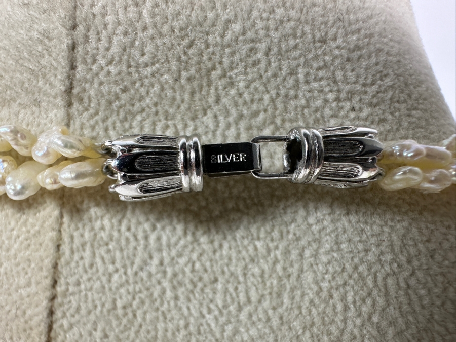 Double Strand 26' Pearl Necklace With Silver Clasp [Photo 5]