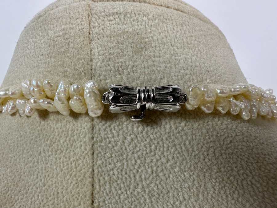 Double Strand 26' Pearl Necklace With Silver Clasp [Photo 4]
