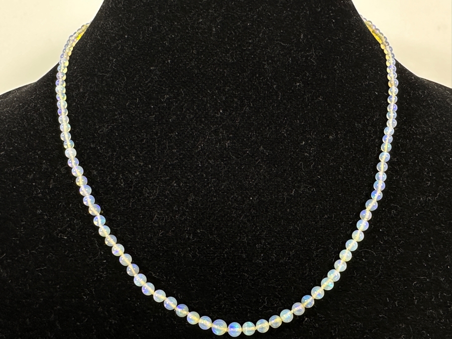 19' Opal Beaded Necklace With 14k Gold Clasp  [Photo 2]