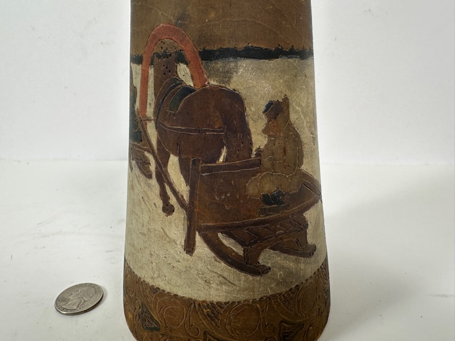 Antique Hand Carved Wooden Russian Tankard Mug 7H [Photo 3]