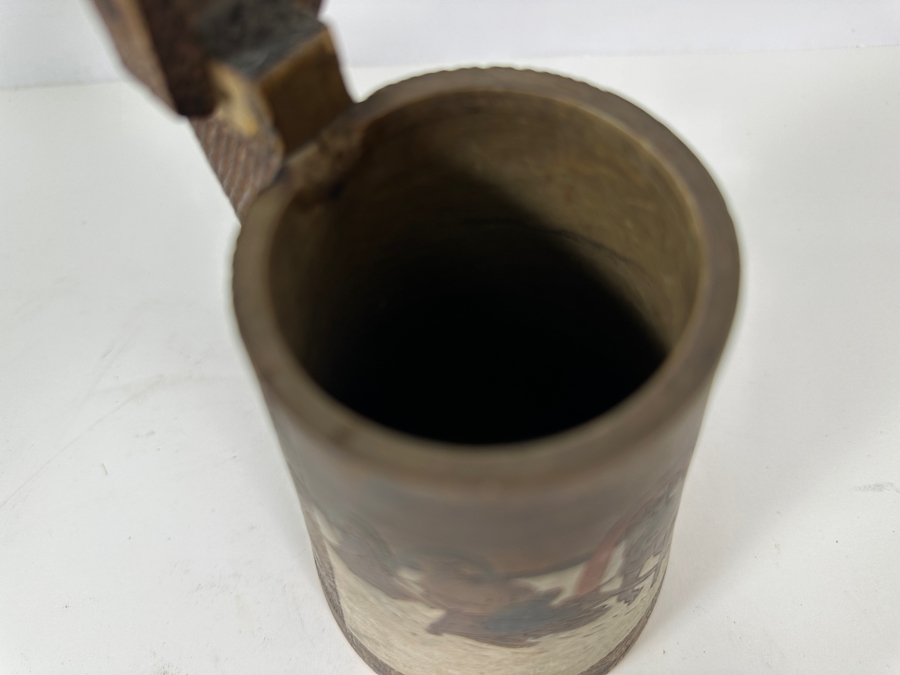 Antique Hand Carved Wooden Russian Tankard Mug 7H [Photo 10]