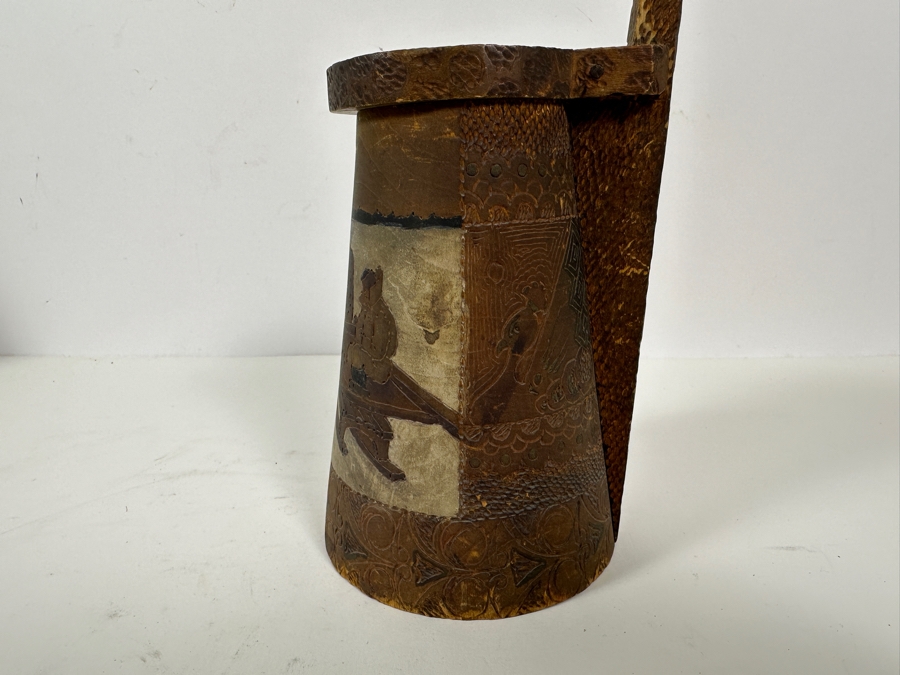 Antique Hand Carved Wooden Russian Tankard Mug 7H [Photo 5]