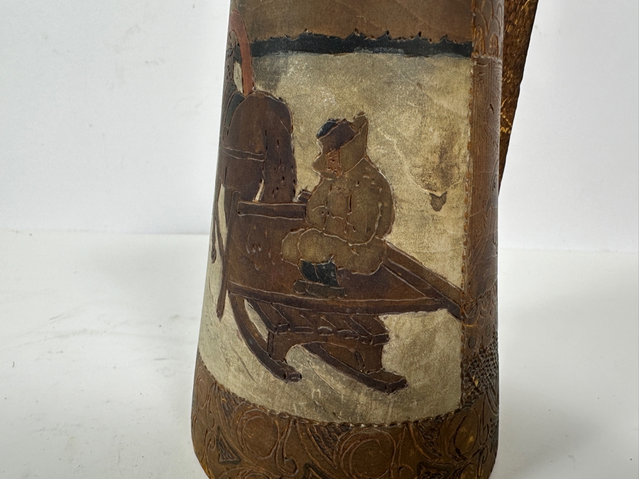 Antique Hand Carved Wooden Russian Tankard Mug 7H [Photo 4]