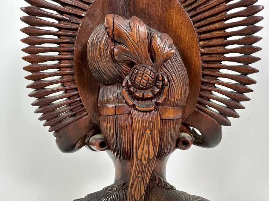 Stunning Hand Carved Wooden Balinese Bust 14H [Photo 7]