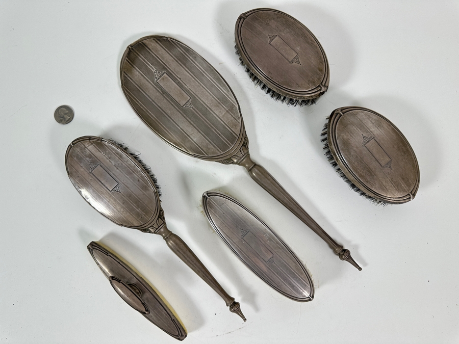 Vintage Sterling Silver Vanity Set With Mirror And Brushes [Photo 5]