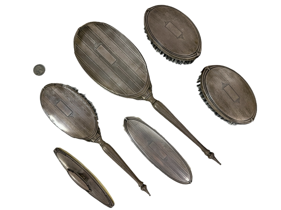 Vintage Sterling Silver Vanity Set With Mirror And Brushes [Photo 1]