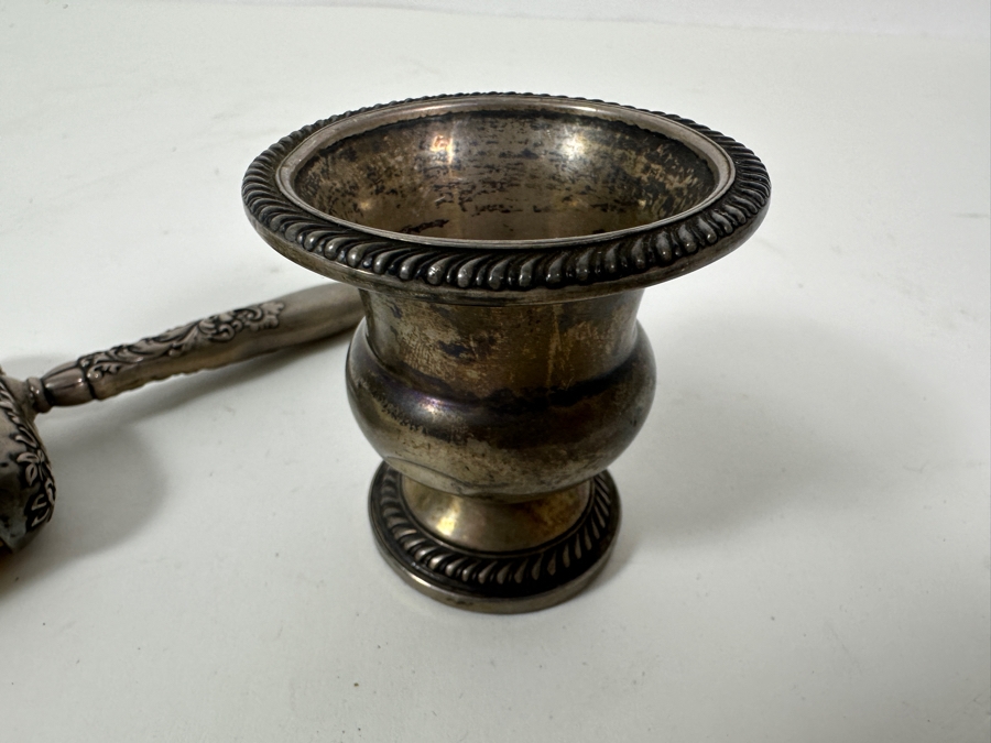 Vintage Sterling Silver Handled Brush 6.5L And Sterling Silver Weighted Cup [Photo 5]