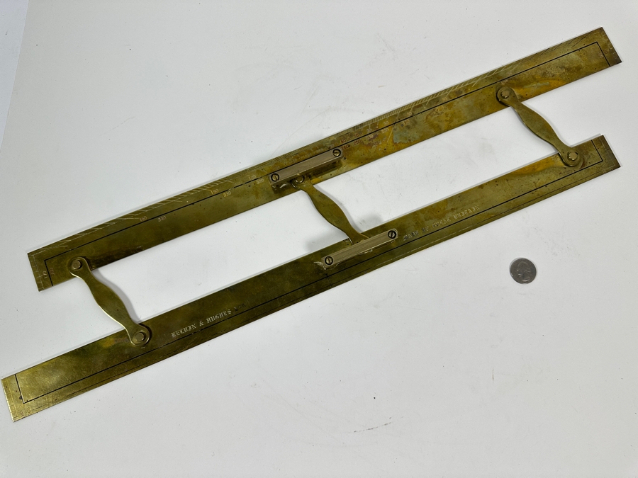 Antique Kelvin & Hughes Brass Nautical Parallel Rule Made In Great Britain 24W [Photo 6]
