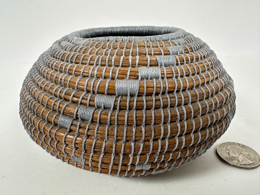 Carol E. Lang Basket With Longleaf Pine Needles And Cotton Yarn 5W X 3H Retails $150 [Photo 2]