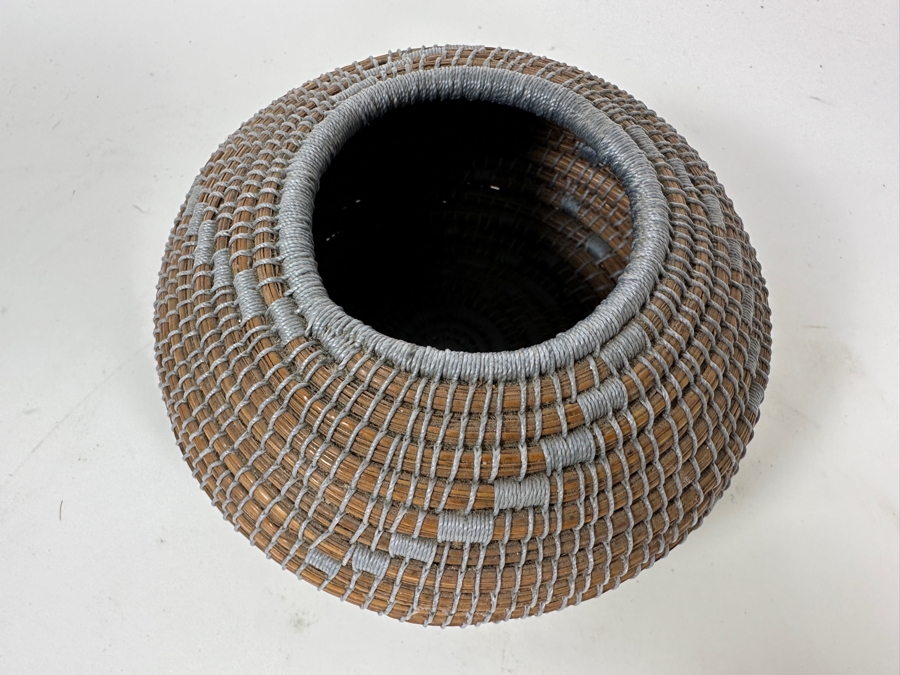 Carol E. Lang Basket With Longleaf Pine Needles And Cotton Yarn 5W X 3H Retails $150 [Photo 3]