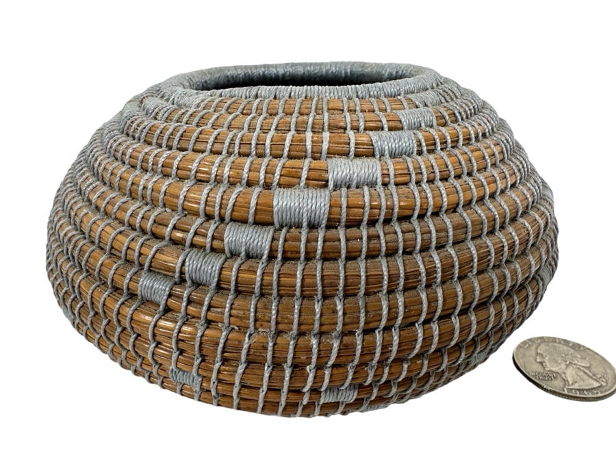 Carol E. Lang Basket With Longleaf Pine Needles And Cotton Yarn 5W X 3H Retails $150