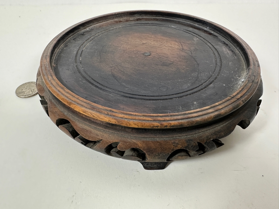 Stunning Hand Painted Japanese Porcelain Vase Featuring Hand Painted Butterflies And Flowers With Wooden Stand Very Heavy 18.5'H [Photo 17]