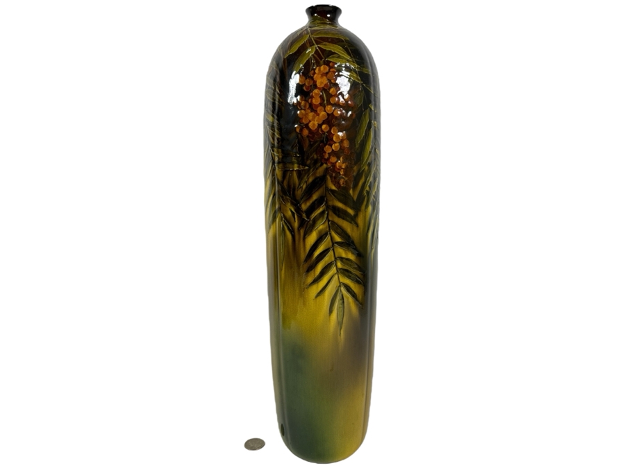 Stunning Antique 1892 Rookwood Pottery Vase 19'H - Hole Has Been Previously Drilled Into The Bottom To Accommodate A Lamp [Photo 1]