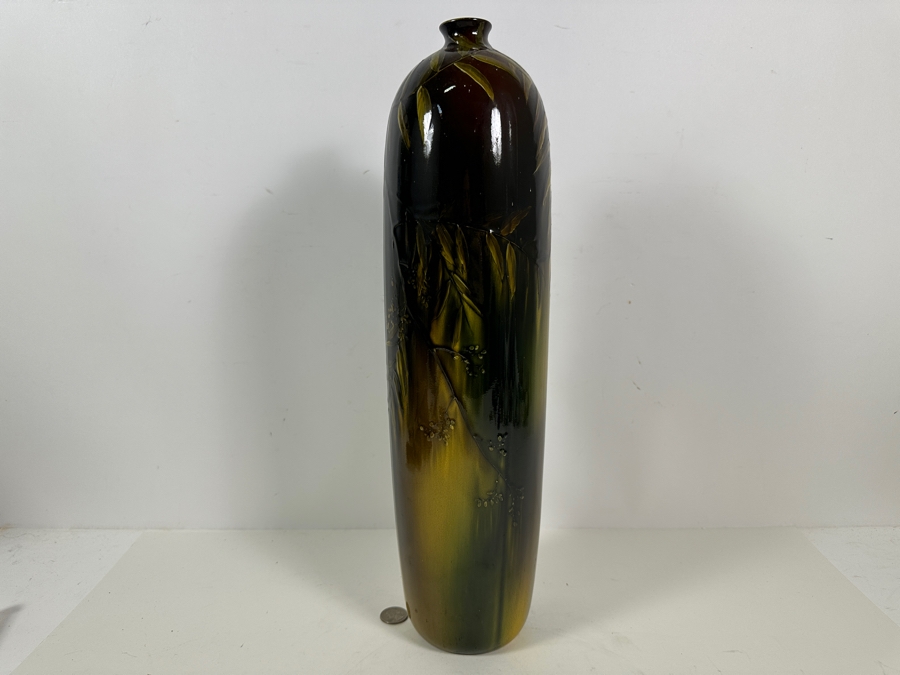 Stunning Antique 1892 Rookwood Pottery Vase 19'H - Hole Has Been Previously Drilled Into The Bottom To Accommodate A Lamp [Photo 6]