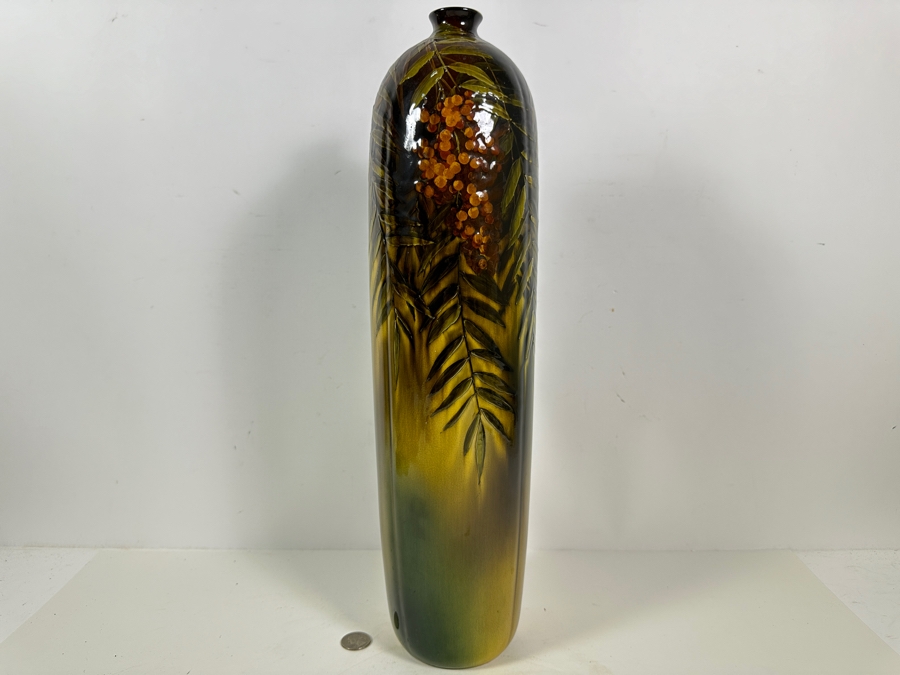 Stunning Antique 1892 Rookwood Pottery Vase 19'H - Hole Has Been Previously Drilled Into The Bottom To Accommodate A Lamp [Photo 8]