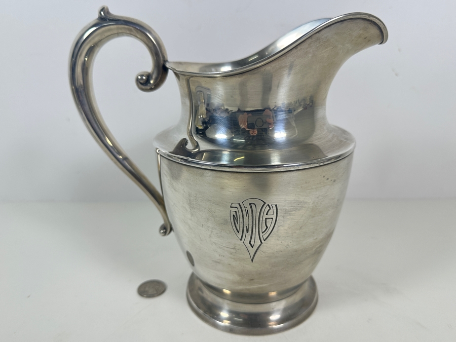 Antique Sterling Silver R. Wallace & Sons Mfg. Co. (R. W & S) Water Pitcher 4 Pints 8.5H 613g - Sterling Silver Melt Value = $601 [Photo 12]