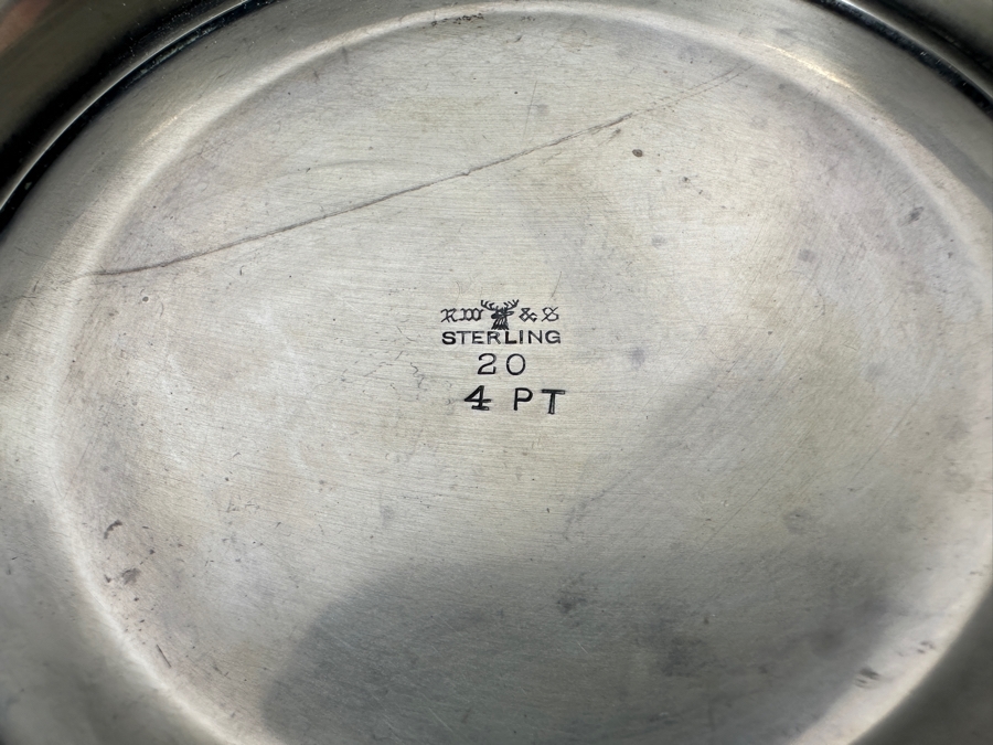 Antique Sterling Silver R. Wallace & Sons Mfg. Co. (R. W & S) Water Pitcher 4 Pints 8.5H 613g - Sterling Silver Melt Value = $601 [Photo 16]