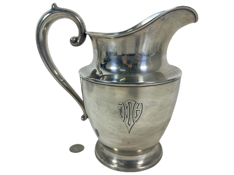 Antique Sterling Silver R. Wallace & Sons Mfg. Co. (R. W & S) Water Pitcher 4 Pints 8.5H 613g - Sterling Silver Melt Value = $601 [Photo 1]