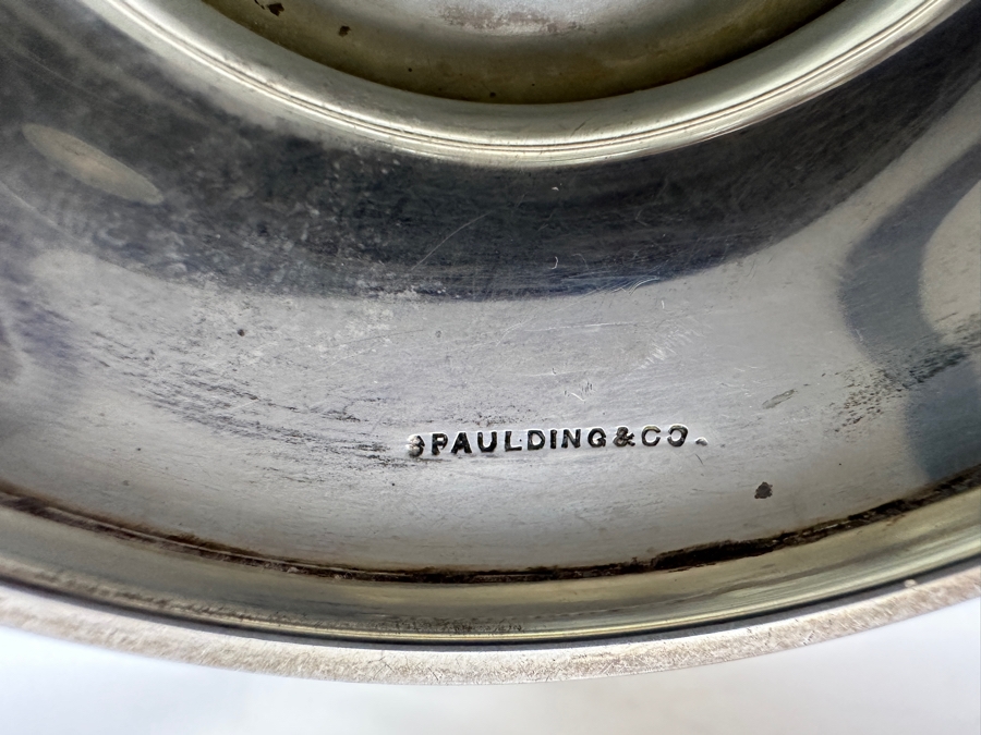 Vintage Sterling Silver Spaulding & Co Footed Bowl With Reticulated Floral Chasing Work Along The Rim 8W X 2H 237g - Sterling Silver Melt Value = $232 [Photo 10]