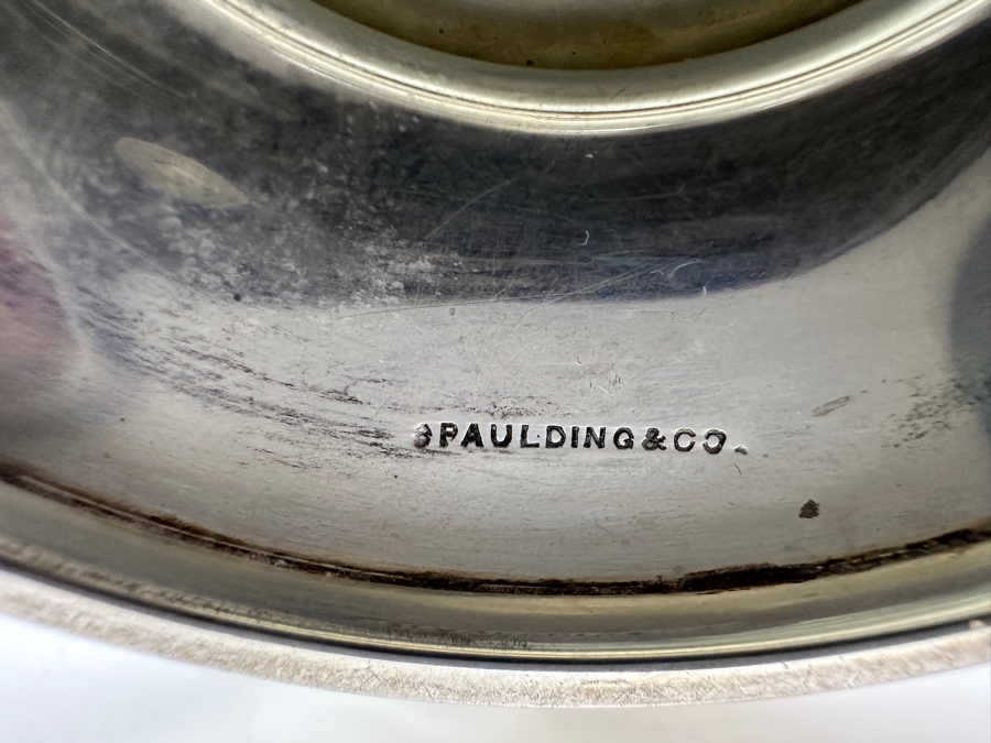 Vintage Sterling Silver Spaulding & Co Footed Bowl With Reticulated Floral Chasing Work Along The Rim 8W X 2H 237g - Sterling Silver Melt Value = $232 [Photo 11]