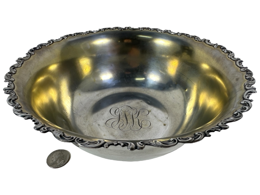 Vintage Sterling Silver Whiting Manufacturing Co. Footed Bowl 9W X 3.5H 441g - Sterling Silver Melt Value = $433 [Photo 1]