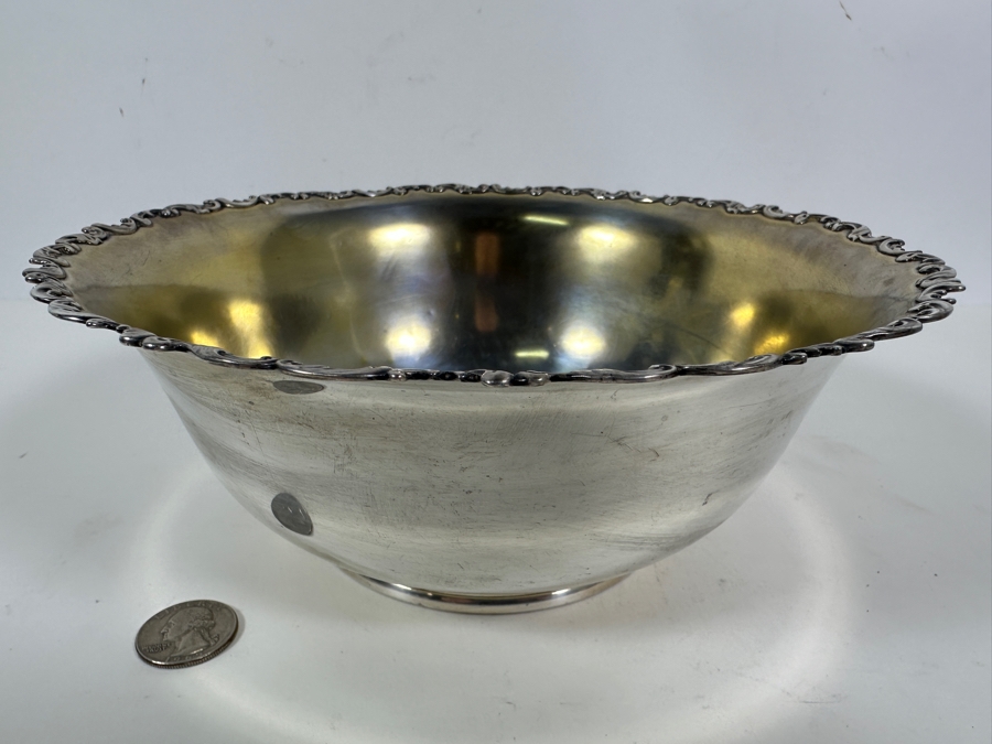 Vintage Sterling Silver Whiting Manufacturing Co. Footed Bowl 9W X 3.5H 441g - Sterling Silver Melt Value = $433 [Photo 5]