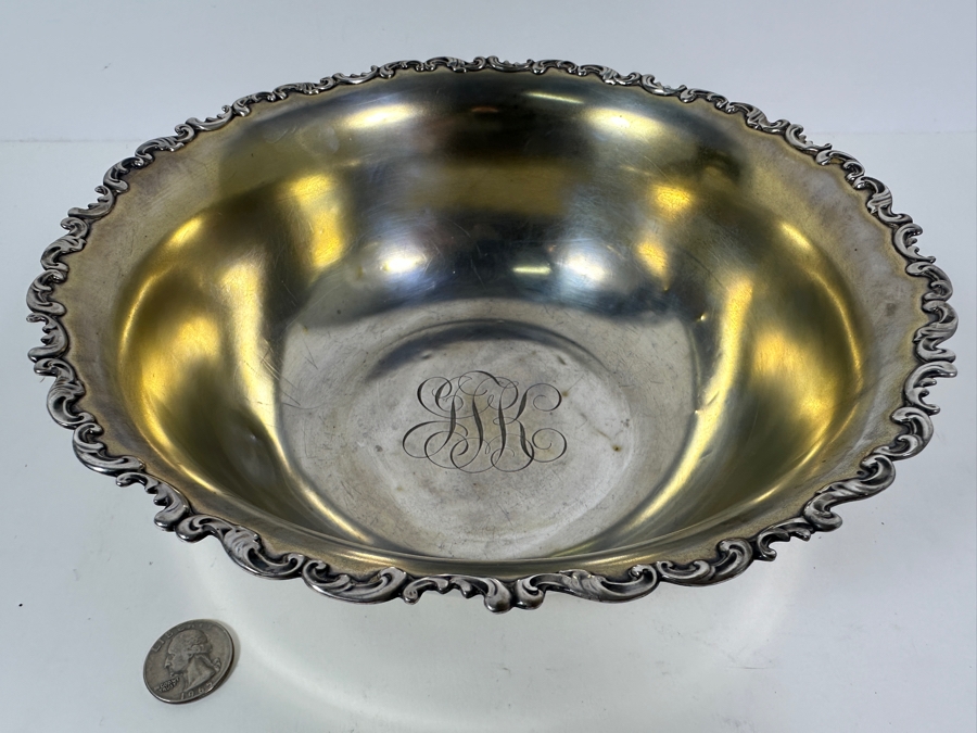 Vintage Sterling Silver Whiting Manufacturing Co. Footed Bowl 9W X 3.5H 441g - Sterling Silver Melt Value = $433 [Photo 4]
