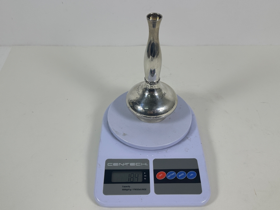 Vintage Sterling Silver Whiting Manufacturing Co. Bud Vase Trophy Dated 1891 Madison Square Gardens Chrysanthemums Show 7H 184g - Sterling Silver Melt Value = $181 [Photo 15]