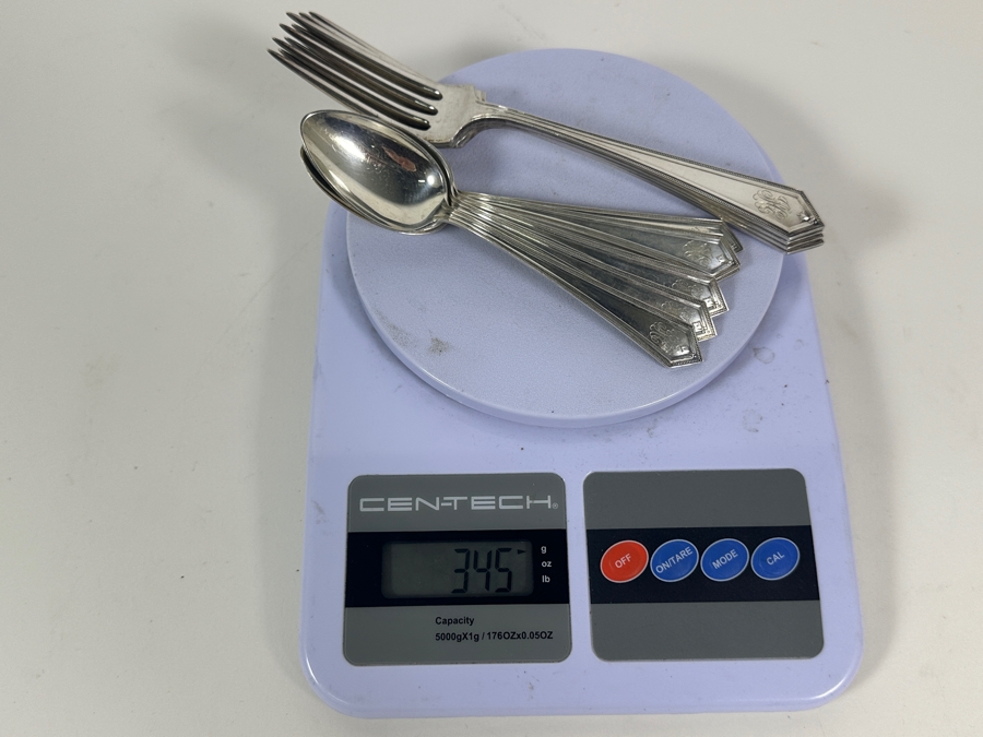 Vintage Sterling Silver Alvin Flatware Service For Four With Two Extra Spoons 345g - Sterling Silver Melt Value = $338 (Knives Not Included In Weight / Melt Value) [Photo 7]