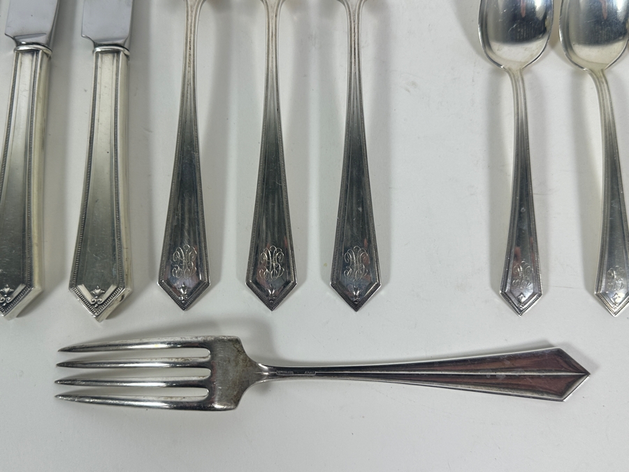Vintage Sterling Silver Alvin Flatware Service For Four With Two Extra Spoons 345g - Sterling Silver Melt Value = $338 (Knives Not Included In Weight / Melt Value) [Photo 5]