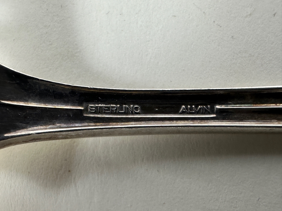 Vintage Sterling Silver Alvin Flatware Service For Four With Two Extra Spoons 345g - Sterling Silver Melt Value = $338 (Knives Not Included In Weight / Melt Value) [Photo 6]
