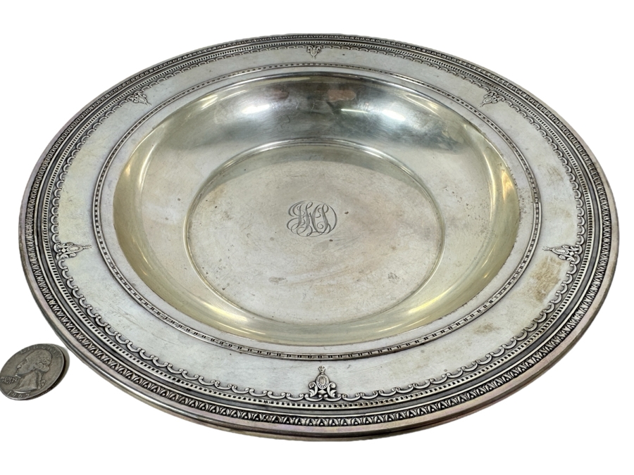 Vintage Sterling Silver Dominick & Haff (D.H.) Bowl With Stunning Repousse Work Along The Rim 265g - Sterling Silver Melt Value = $260