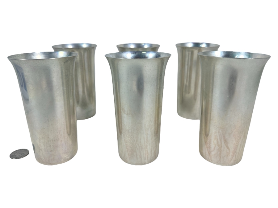 Six Vintage Sterling Silver Manchester Silver Co. Cups 5-1/8H 835g - Sterling Silver Melt Value = $819 [Photo 2]