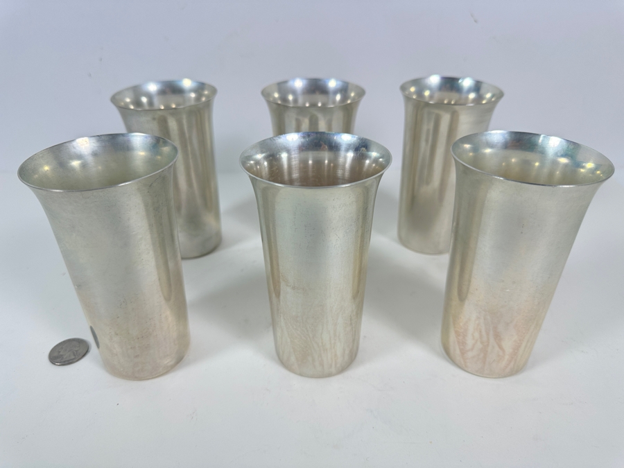 Six Vintage Sterling Silver Manchester Silver Co. Cups 5-1/8H 835g - Sterling Silver Melt Value = $819 [Photo 6]