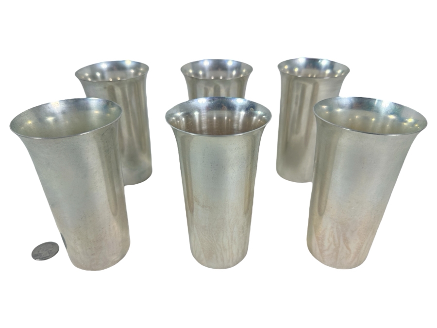 Six Vintage Sterling Silver Manchester Silver Co. Cups 5-1/8H 835g - Sterling Silver Melt Value = $819