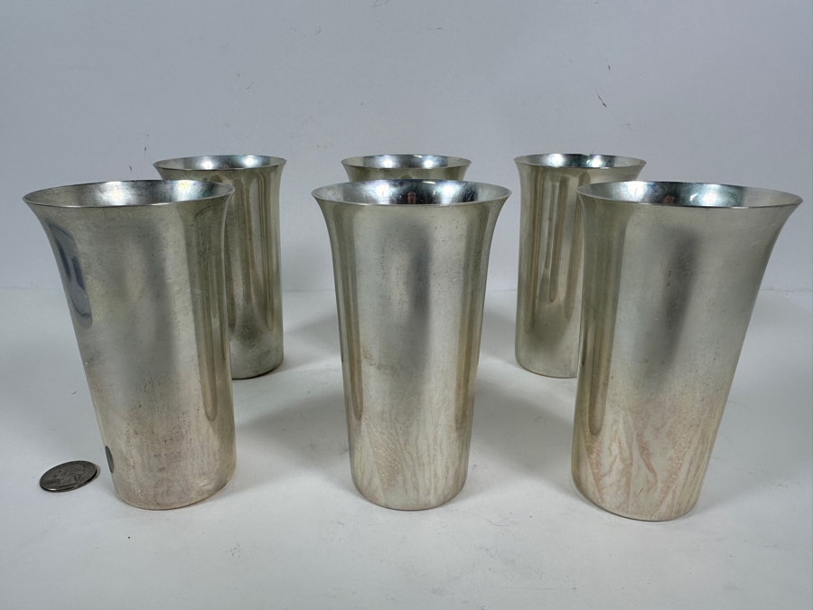 Six Vintage Sterling Silver Manchester Silver Co. Cups 5-1/8H 835g - Sterling Silver Melt Value = $819 [Photo 3]