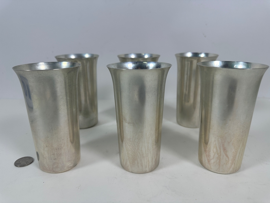 Six Vintage Sterling Silver Manchester Silver Co. Cups 5-1/8H 835g - Sterling Silver Melt Value = $819 [Photo 4]