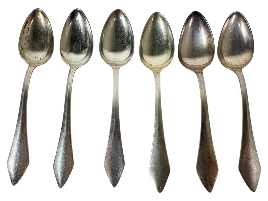 Six Vintage Sterling Silver Spoons 5.5L 121g - Sterling Silver Melt Value = $119
