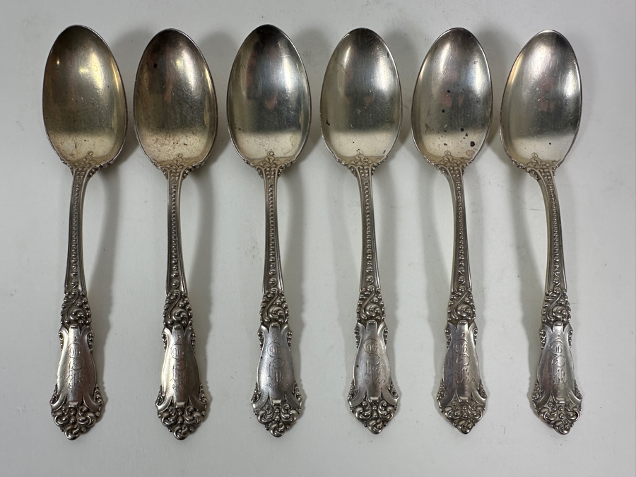 Six Vintage English Sterling Silver Spoons 5.75L 181g - Sterling Silver Melt Value = $178 [Photo 2]
