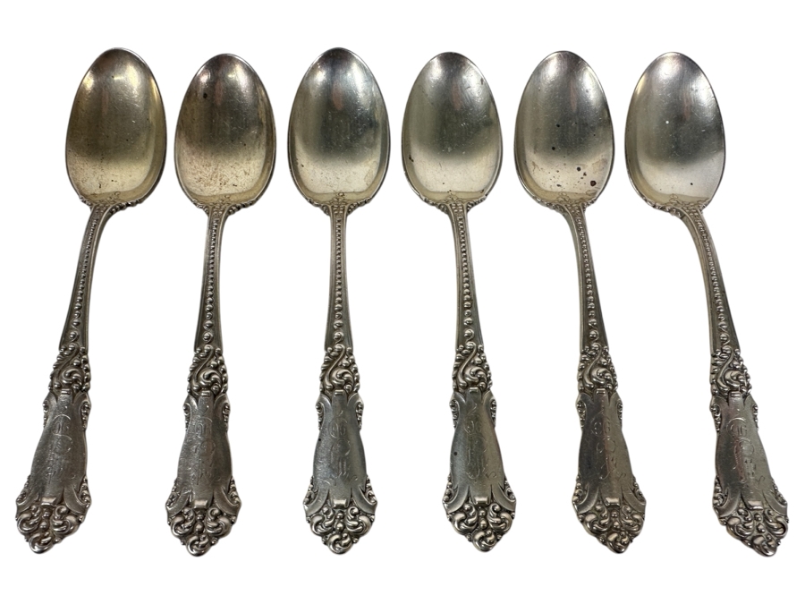 Six Vintage English Sterling Silver Spoons 5.75L 181g - Sterling Silver Melt Value = $178