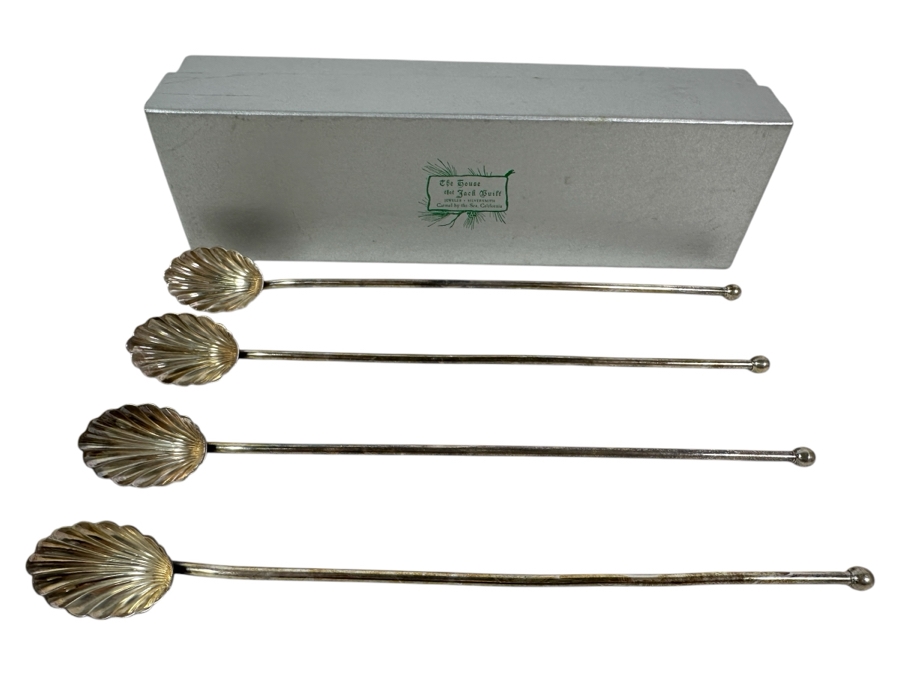 Four Vintage Sterling Silver Scalloped Julep Spoons 40g - Sterling Silver Melt Value = $39