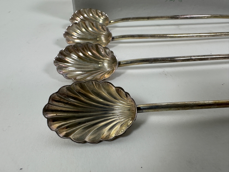 Four Vintage Sterling Silver Scalloped Julep Spoons 40g - Sterling Silver Melt Value = $39 [Photo 3]