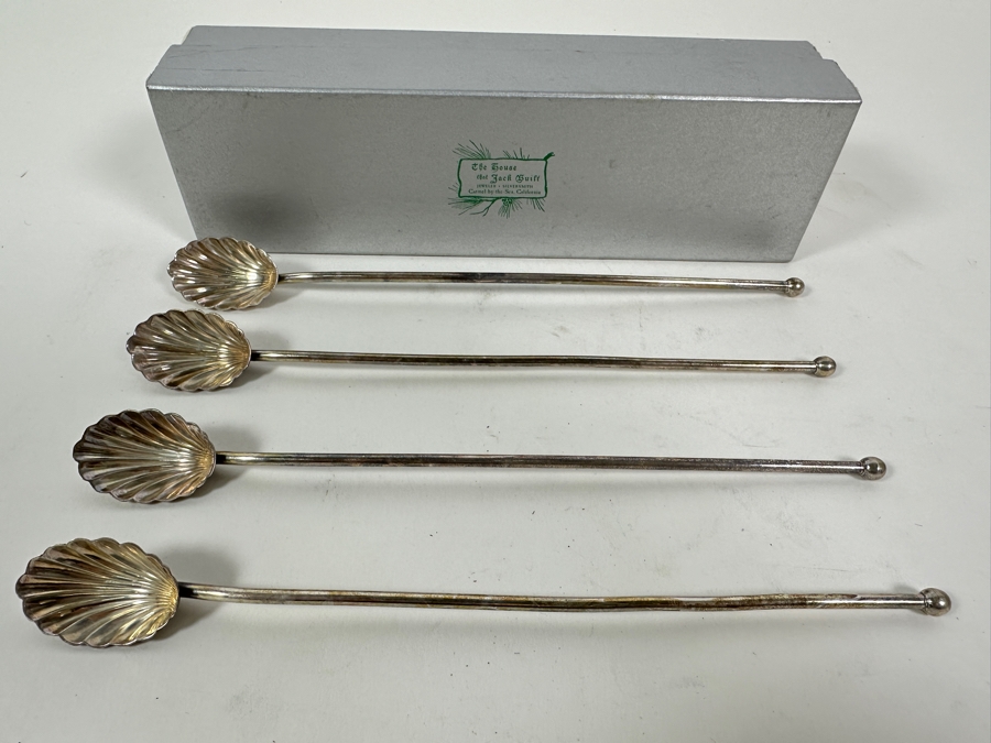 Four Vintage Sterling Silver Scalloped Julep Spoons 40g - Sterling Silver Melt Value = $39 [Photo 2]