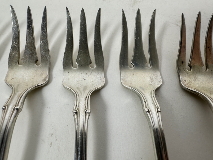 Six Antique English Sterling Silver Seafood Forks 94g - Sterling Silver Melt Value = $92 [Photo 5]