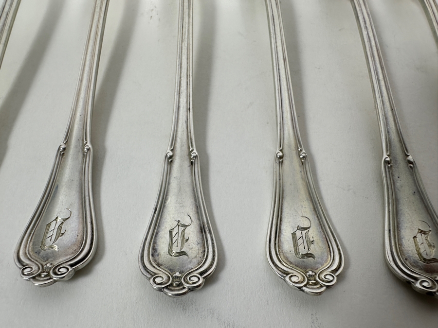 Six Antique English Sterling Silver Seafood Forks 94g - Sterling Silver Melt Value = $92 [Photo 4]