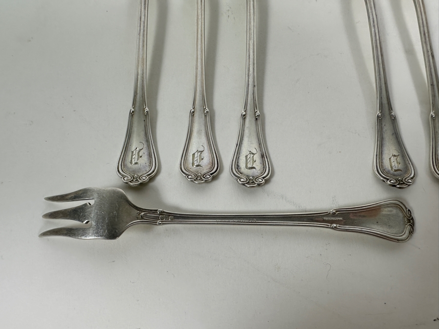 Six Antique English Sterling Silver Seafood Forks 94g - Sterling Silver Melt Value = $92 [Photo 6]