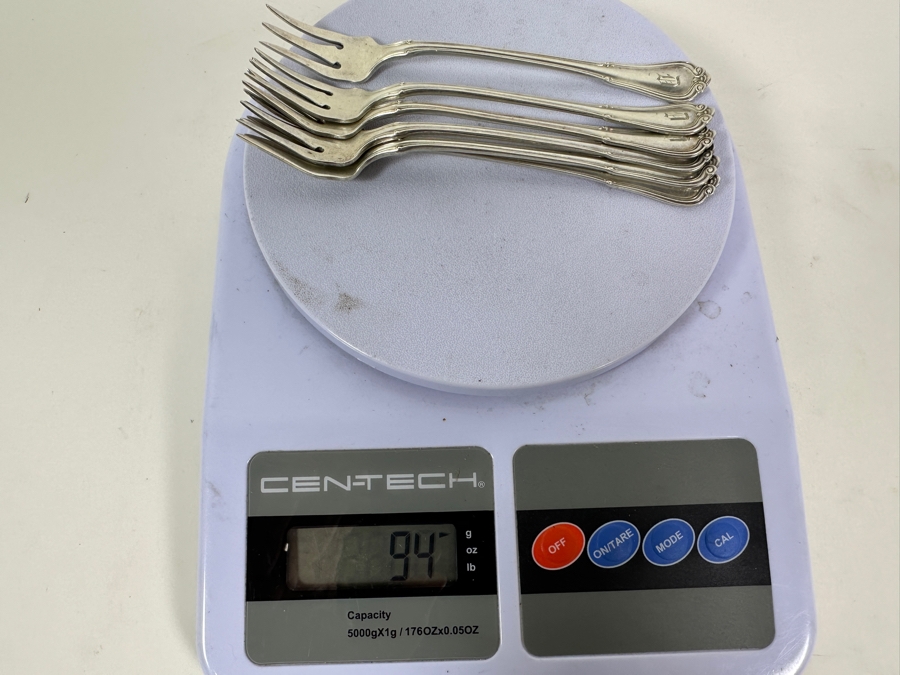 Six Antique English Sterling Silver Seafood Forks 94g - Sterling Silver Melt Value = $92 [Photo 14]